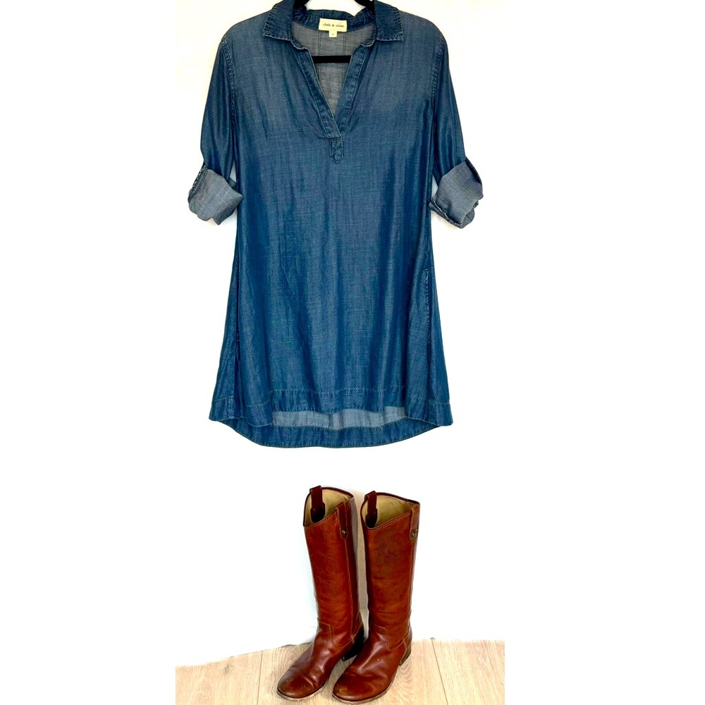 Anthropologie Cloth & Stone Chambray Mini Dress ~ NWOT